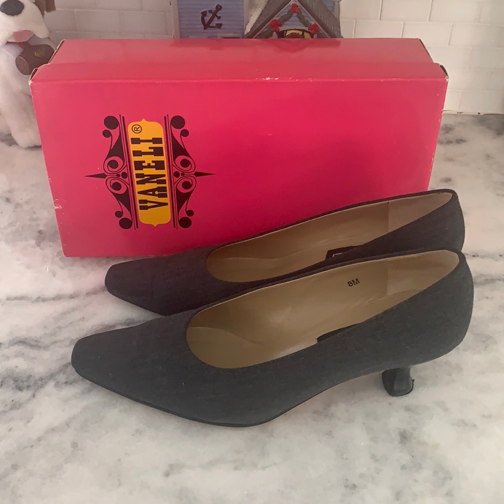 Vaneli Charcoal Kitten Heel Pumps